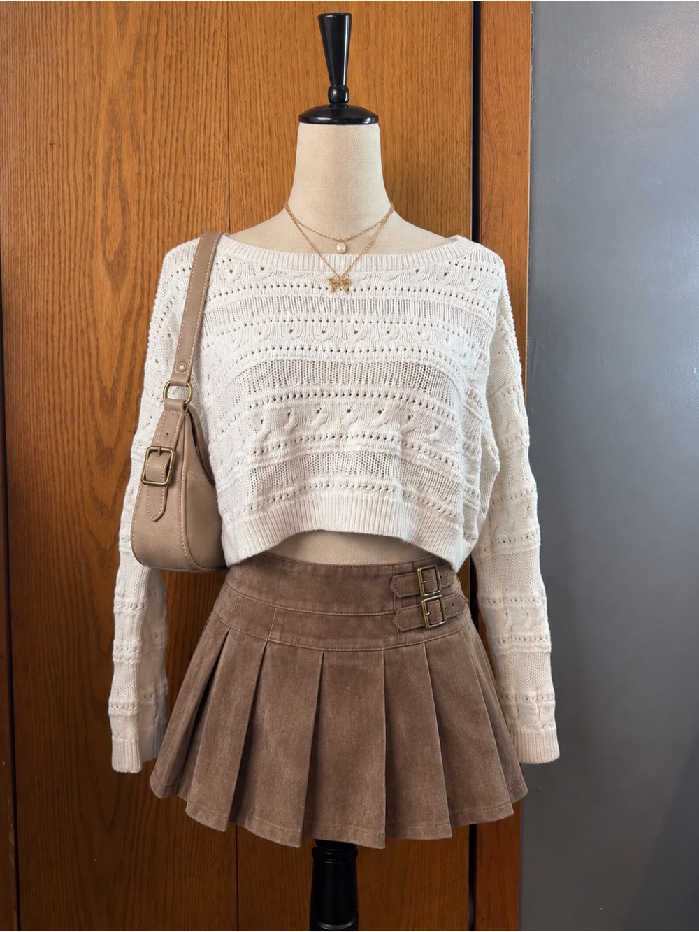 Hollister White Cropped Pointelle Open Knit Sweater Top Size Small